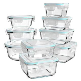 18 Piece Leak Proof BPA Free Glass Food Storage Containers with Lids for Meal Prep Microwave Oven Safe Set | The Home Depot