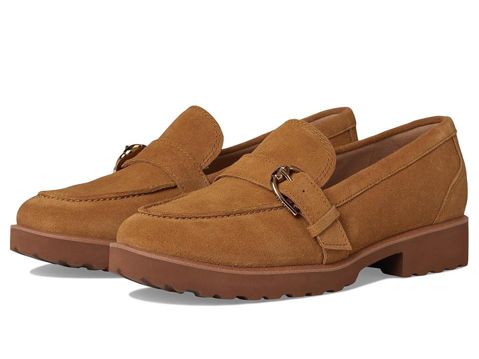 Cole Haan Giana Buckle Loafers Women's Flat Shoes Golden Honey Suede : 9.5 B - Medium, Leather | Zappos
