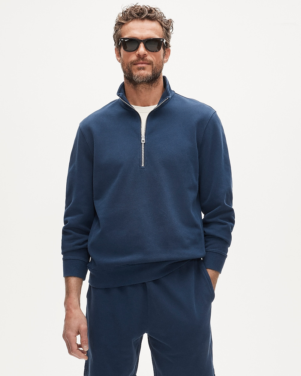 Washed court terry quarter-zip pullover | J. Crew US
