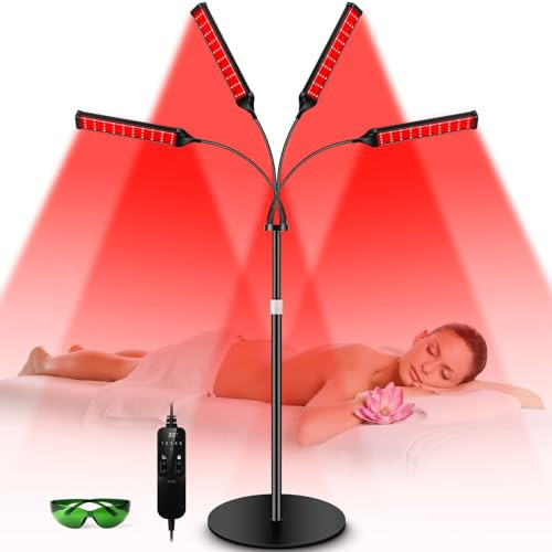 Viconor Red Light Therapy Lamp,4 Head Infrared Light Therapy for Body Device with Adjustable Stand-660nm Red Light＆850nm Near Infrared Light Therapy Device for Face,Body,Pain,Skin at Home | Amazon (US)