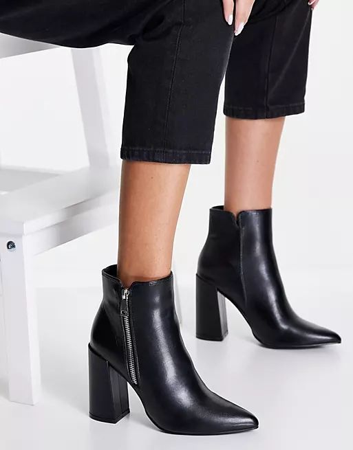 RAID Seren heeled ankle boots with zip detail in black | ASOS (Global)