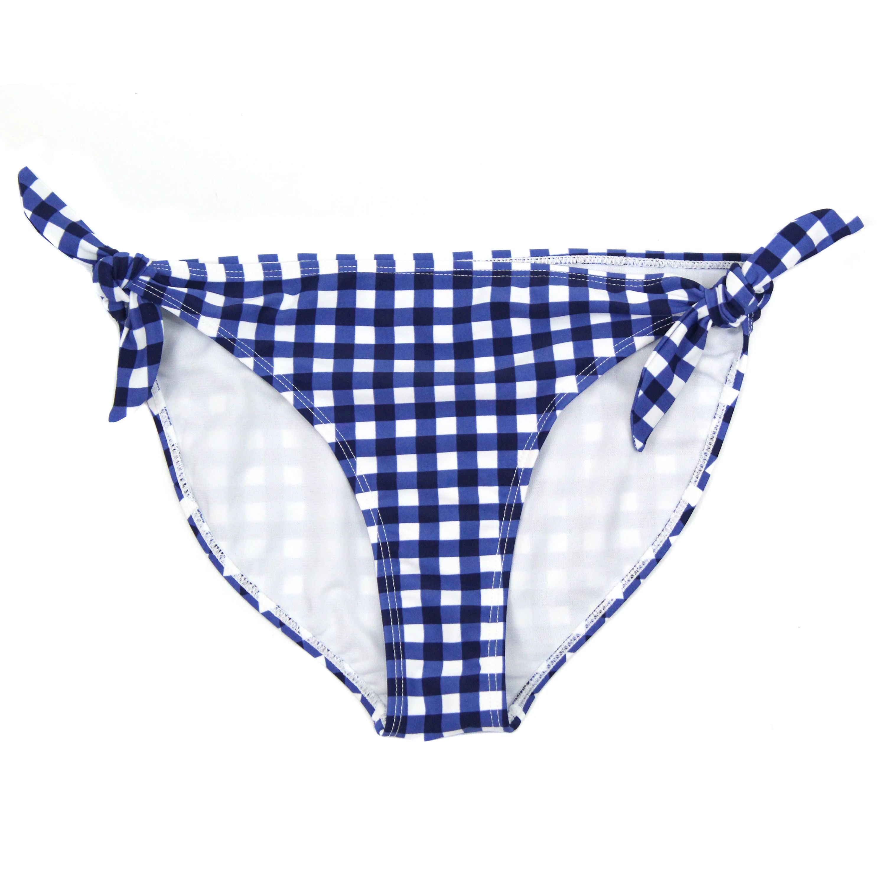Women's Tie Bikini Bottom - "Navy Gingham" | SwimZip