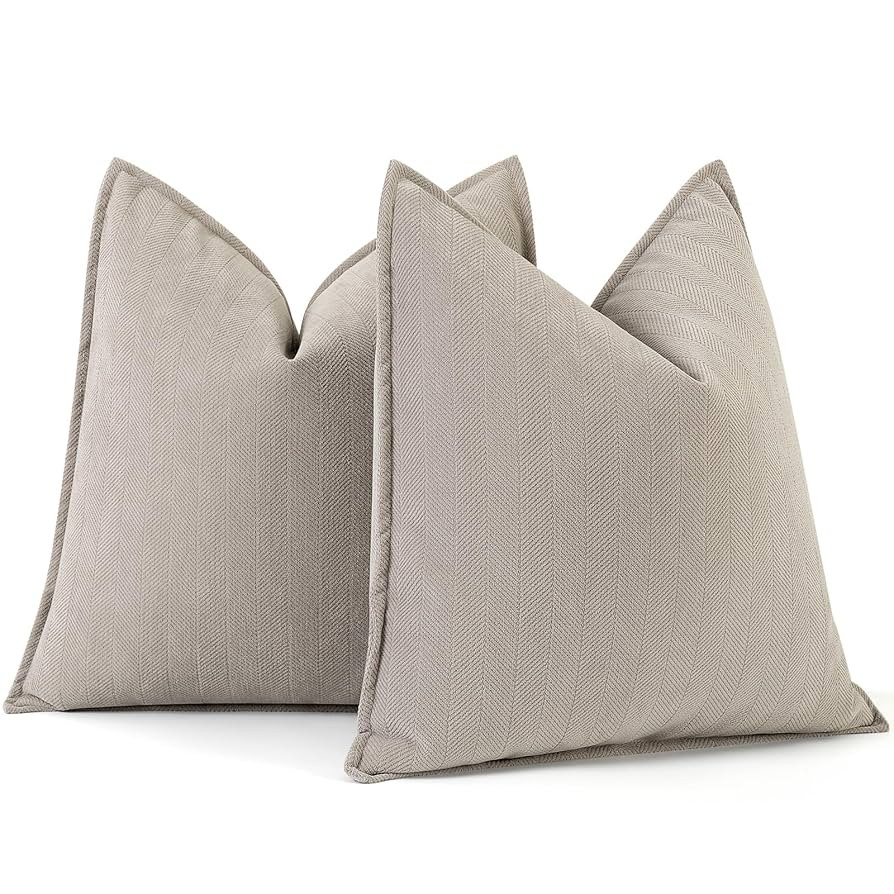 ZWJD Gray Pillow Covers 24x24 Set of 2 Chenille Pillow Covers with Elegant Design Soft and Luxuri... | Amazon (US)