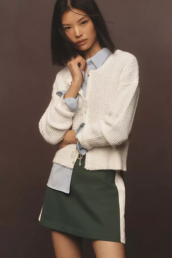 Textured Pearl Bow Cardigan Sweater | Anthropologie (US)