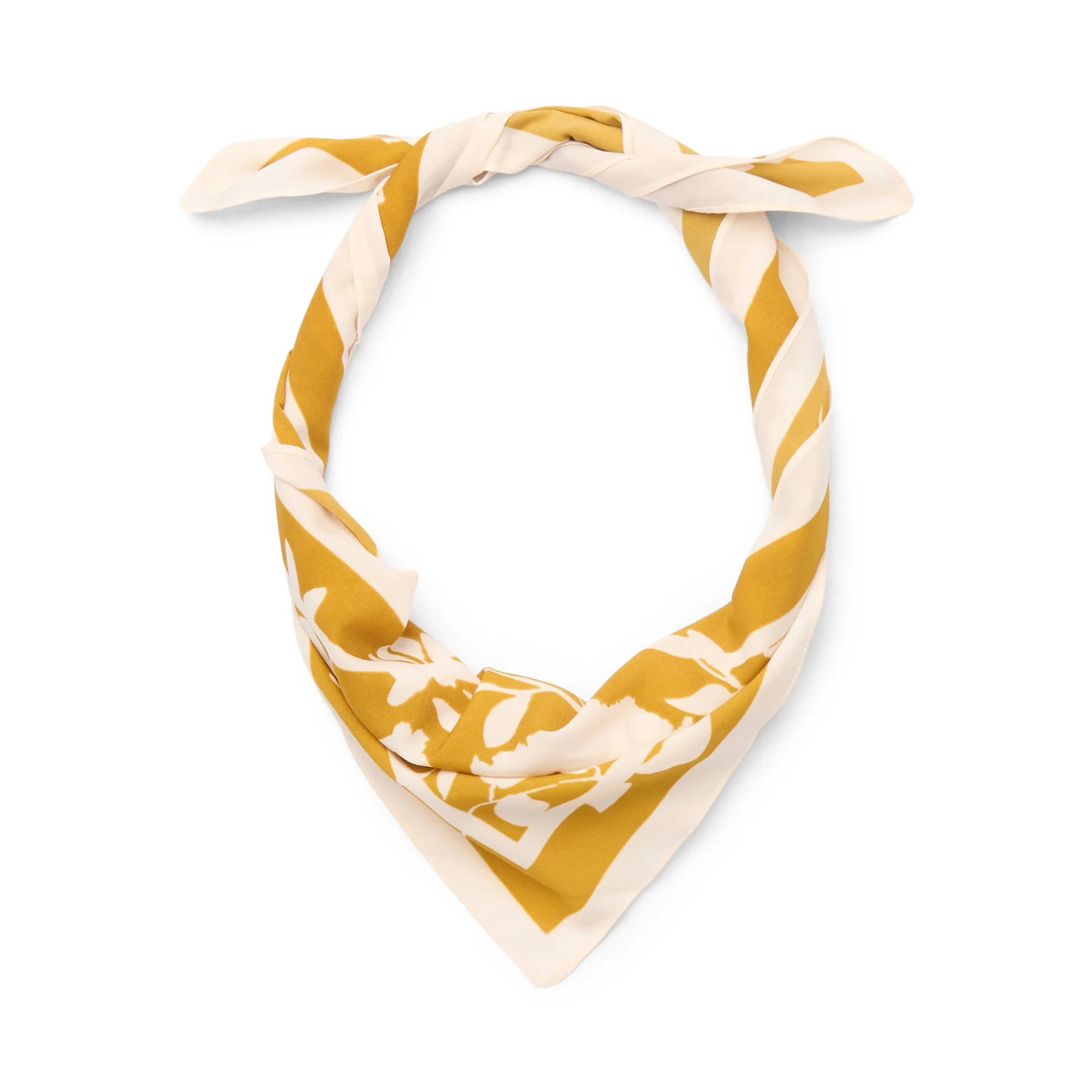 Time and Tru Women's 30 X 30 Printed Square Scarf, One Size, Floral Gold Tea | Walmart (US)