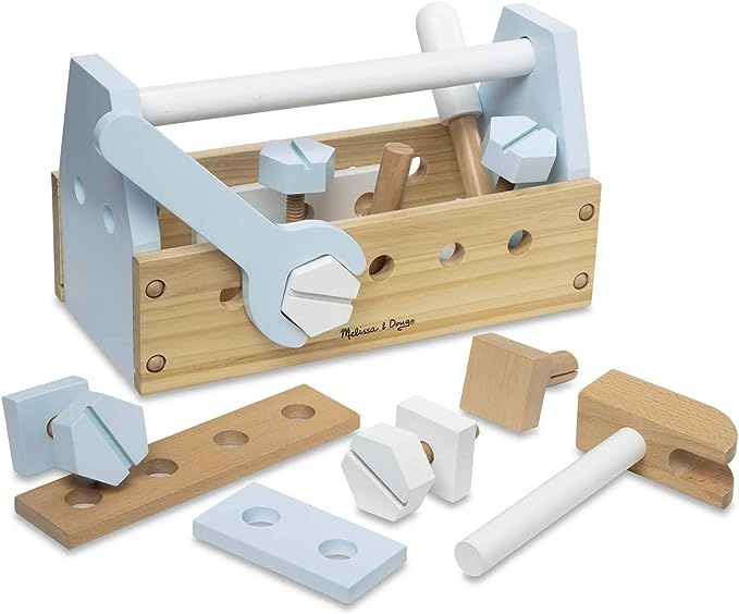 Melissa & Doug Jumbo Wooden Tool Kit Toy Nursery Playroom Décor – Natural (White, Wood, Blue-G... | Amazon (US)