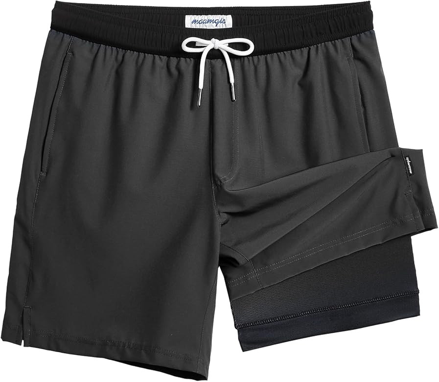 maamgic Mens Swim Trunks with Compression Liner 7 Inch Inseam Mens Bathing Suit Quick Dry Swimmin... | Amazon (US)