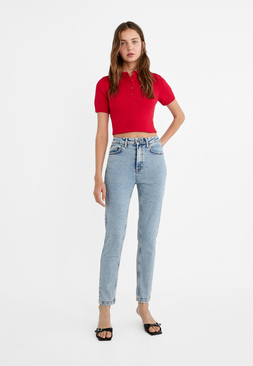 1465 Slim-fit mom jeans | Stradivarius (UK)