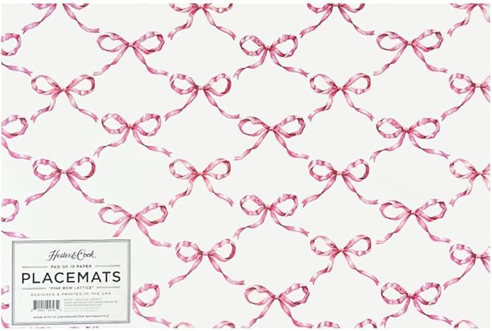 Disposable Paper Placemats for Dining Table - Pink Bow Lattice Cross Check Pattern Place Mats for... | Amazon (US)