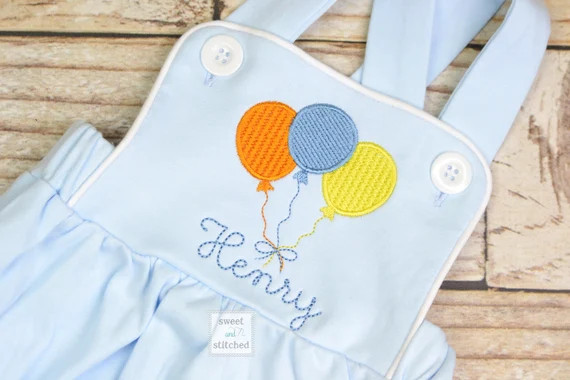 Monogrammed baby boy Birthday romper, personalized boys bubble, boys cake smash outfit, balloon b... | Etsy (US)