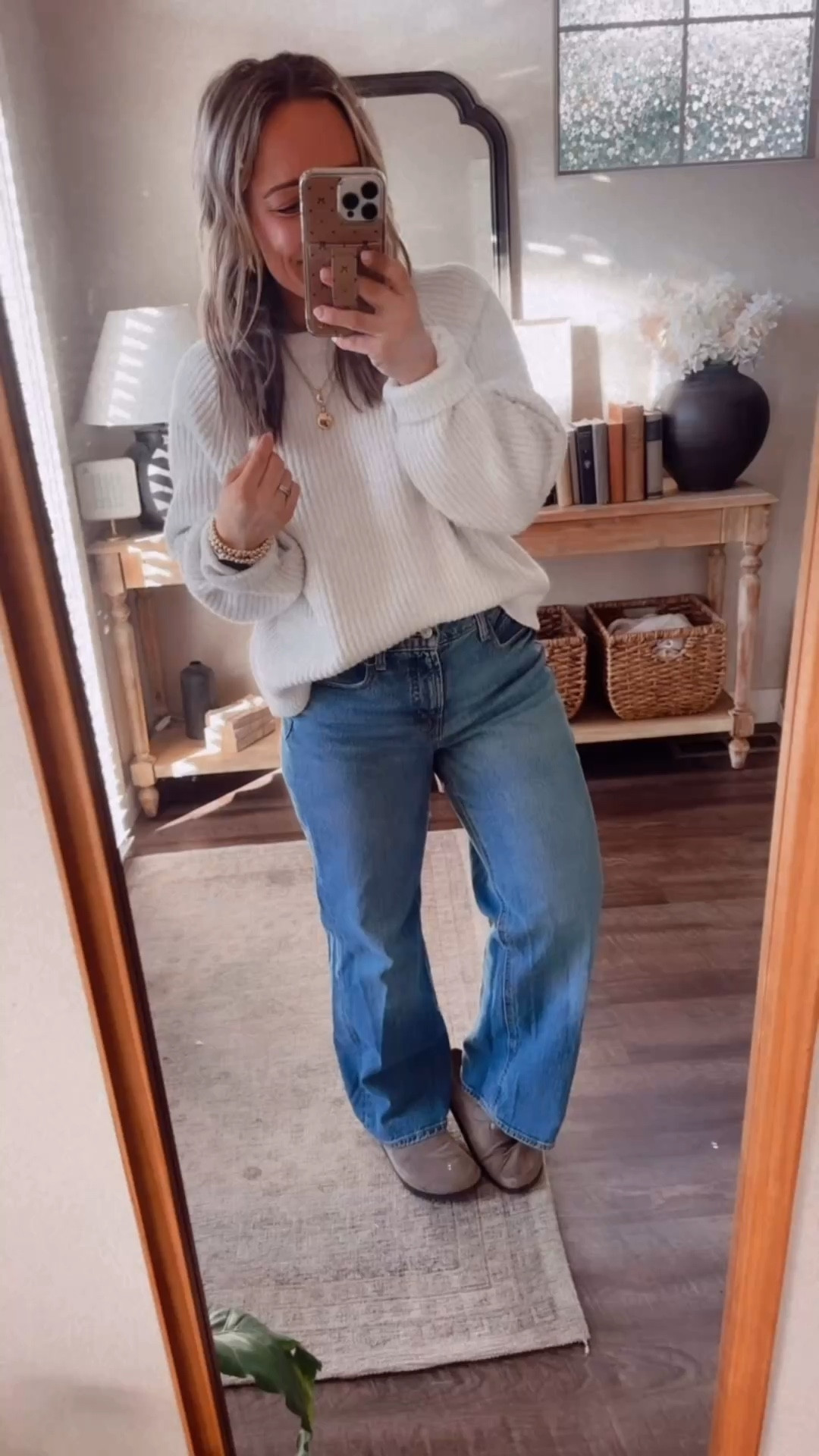 Affordable outfit inspo! 

Sweater: size up 1-2 for oversized fit 
Denim: true to size, wearing petite 
Clogs: Sized up 1/3 size 

#LTKgrwm #LTKmomlife #LTKootd