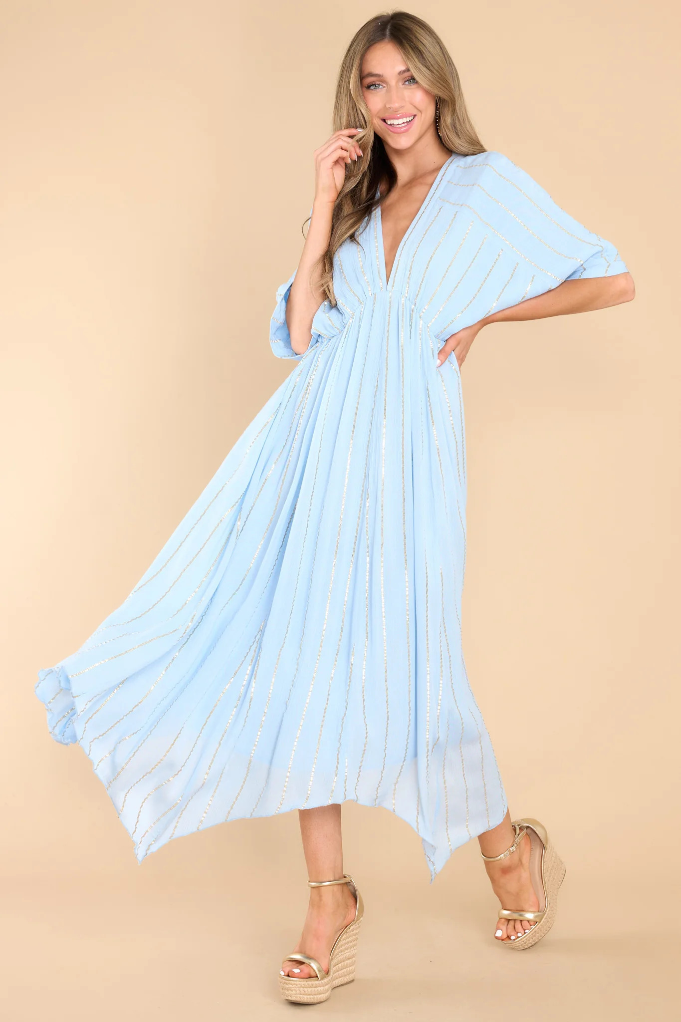 Always Shimmering Light Blue Midi Dress | Red Dress 