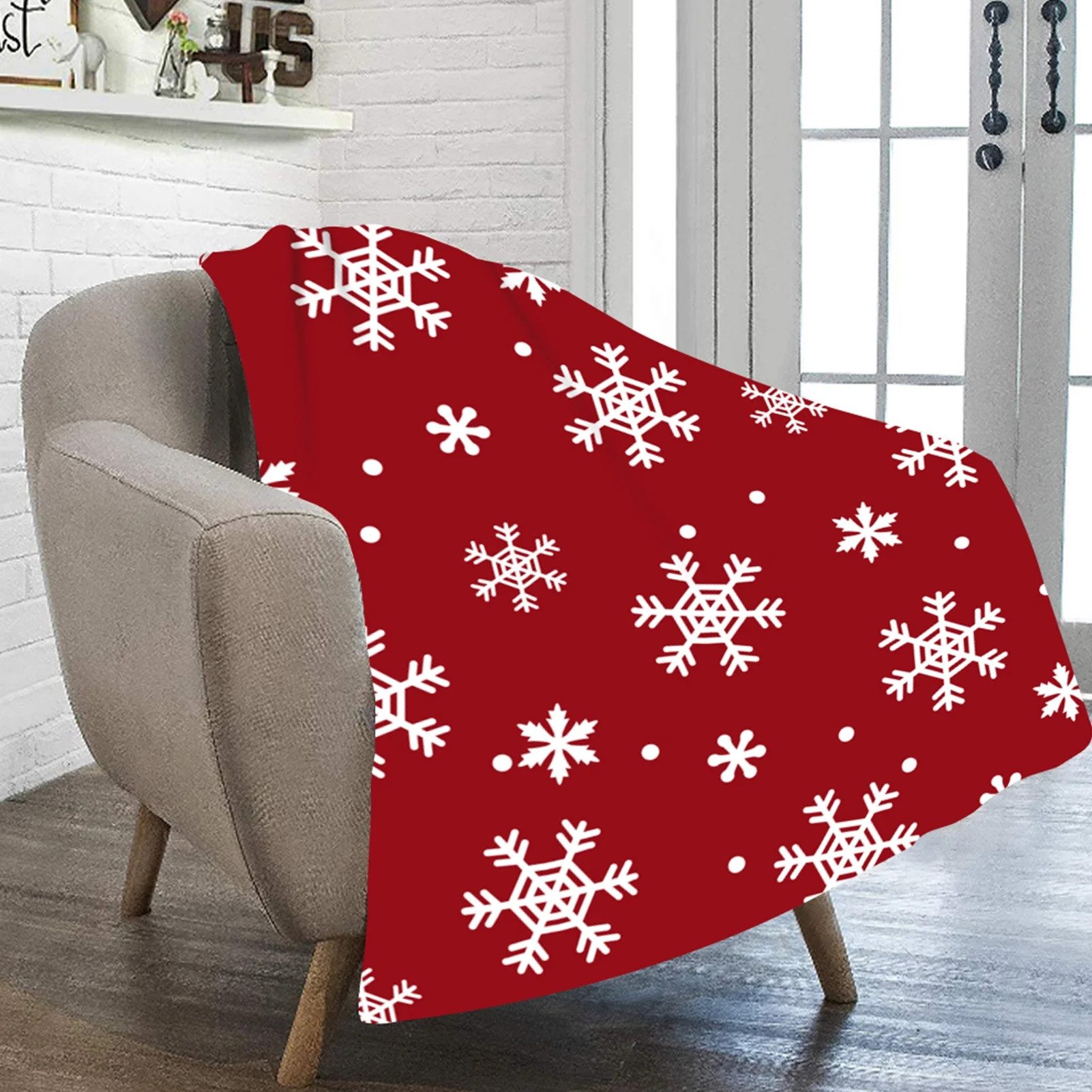SPRING PARK Christmas Throw Blanket | Red Snowflake Christmas Fleece Blanket | Soft, Plush, Warm ... | Walmart (US)