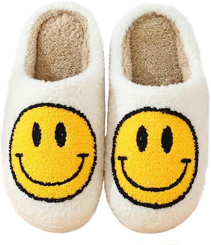 Smiley Face Slippers Soft Warm Home Non-Slip Casual Shoes Indoor Outdoor Plush Shoes For Women An... | Amazon (US)