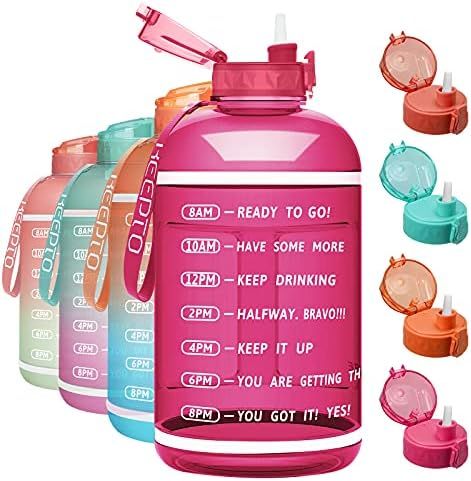 KEEPTO 1 Gallon Motivational Water Bottle with Time Marker, Straw & Handle, Leakproof BPA Free Wa... | Amazon (US)