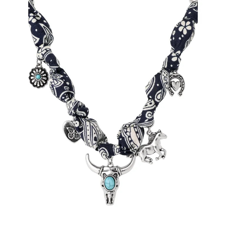 Jessica Simpson Women's Faux Turquoise Bandana Charm Necklace | Walmart (US)