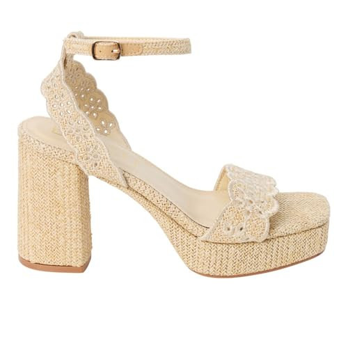 Matisse Women's Maiden Platform Heels, Ankle Strap Sandals with Block Heel, Woven Braided Design (Natural, US Footwear Size System, Adult, Women, Numeric, Medium, 9) | Amazon (US)