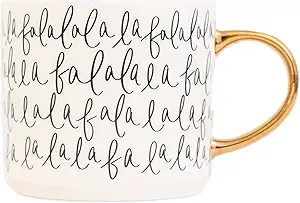 Sweet Water Decor Fa La La Tile Coffee Mug - Christmas Coffee Mugs - 17oz Gold Handle Coffee Cup ... | Amazon (US)
