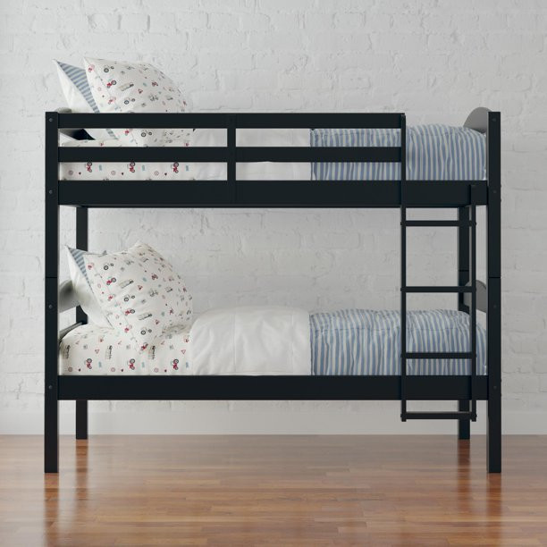 Better Homes & Gardens Leighton Kids' Convertible Twin-Over-Twin Bunk Bed, Black | Walmart (US)