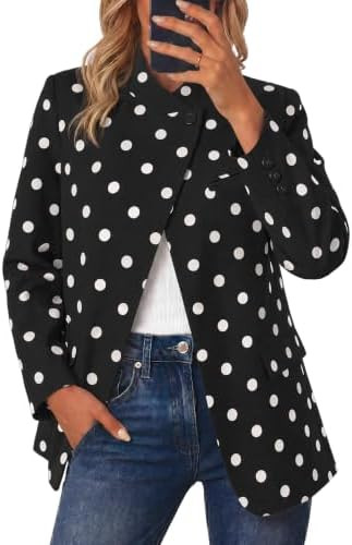 Cicy Bell Women Plaid Blazer Business Stand Collar Open Front Suit Jacket | One Button, Casual Tr... | Amazon (US)