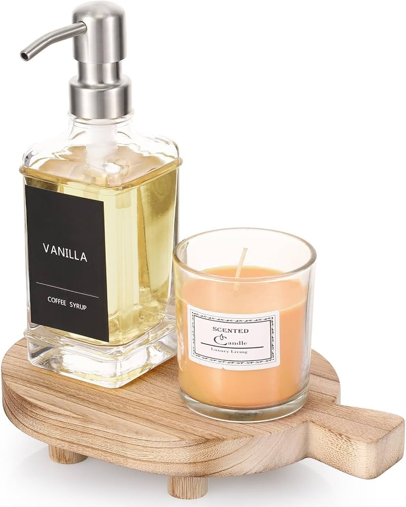 POVTOKA Wood Pedestal Stand, Farmhouse Wood Riser for Bathroom Kitchen Counter, Rustic Wooden Soa... | Amazon (US)