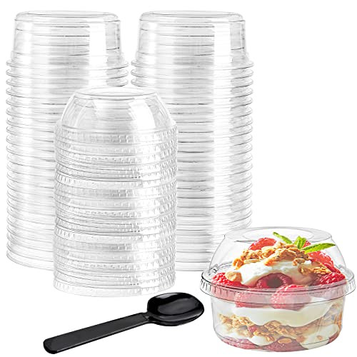 WUWEOT 50 Pack Plastic Dessert Cups, 12 oz Clear PET Dessert Bowls, Disposable Parfait Cups with ... | Amazon (US)