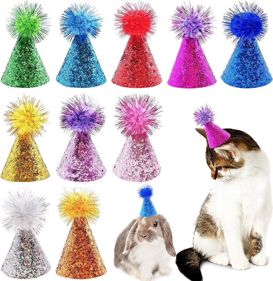 PET SHOW 10pcs Mini Small Dog Hats Cat Birthday Party Hat Rabbit Hats for Holiday Wedding Puppies... | Amazon (US)