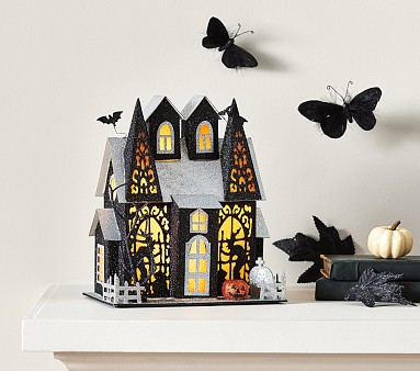 Light-Up Halloween Mantel Witch Mansion Village | Pottery Barn Kids