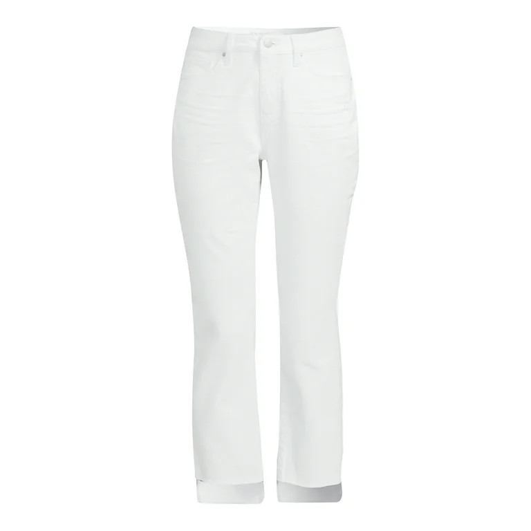 Time and Tru Women's Straight Cropped Jeans with Step Hem | Walmart (US)