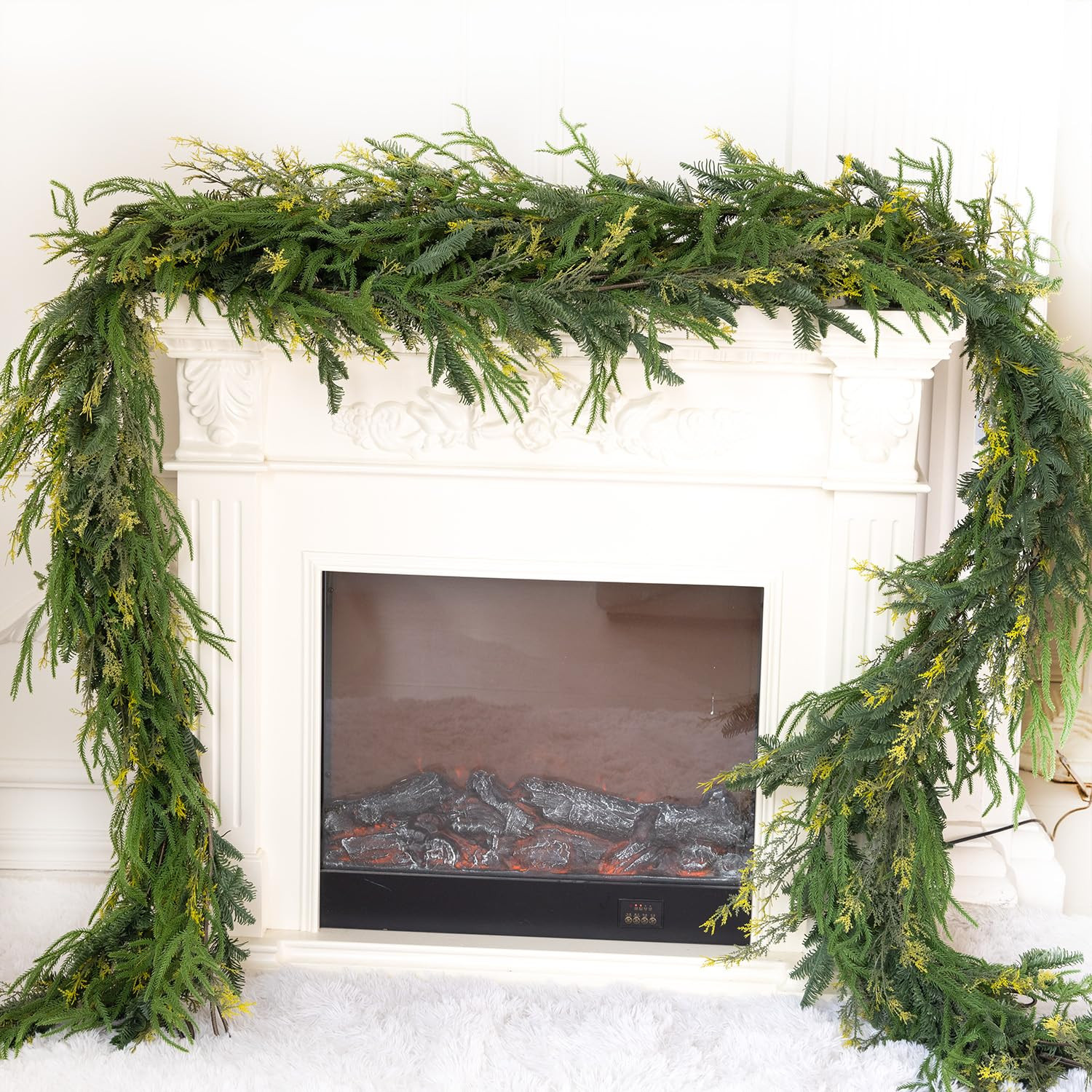 9ft Handmade Christmas Garland,Artificial Cypress Cedar Pine Needles Greenery Seasonal Garland fo... | Amazon (US)