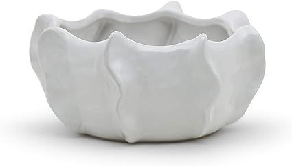 WGV Ceramic Bowl Vase, 7.5"x3.5"H, 10.25"x4.75"H, Corral Pot, White Large Mantel Planter Centerpi... | Amazon (US)