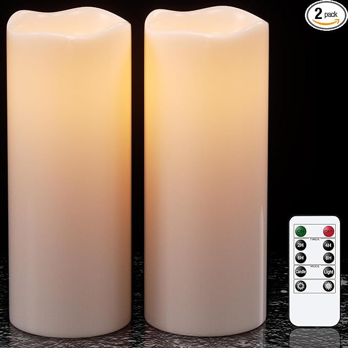 GenSwin 10” x 4” Waterproof Outdoor Flameless Candles Battery Operated with Remote Timer, Lar... | Amazon (US)