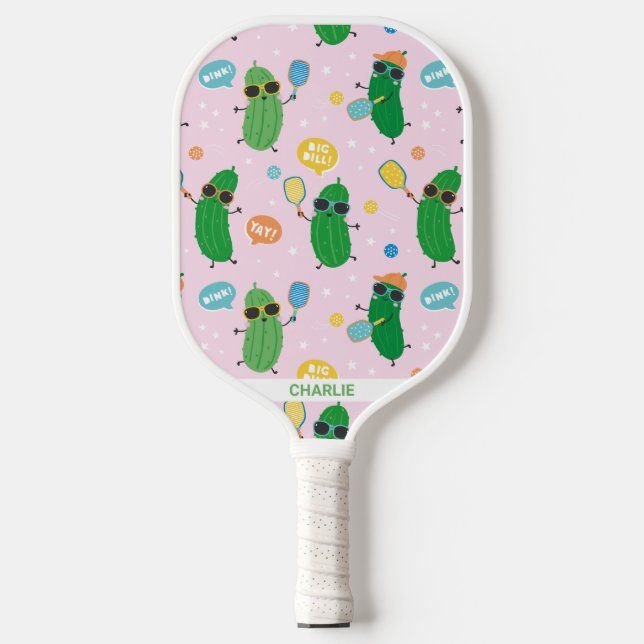 Cute Pickles playing Pickleball Pickleball Paddle | Zazzle