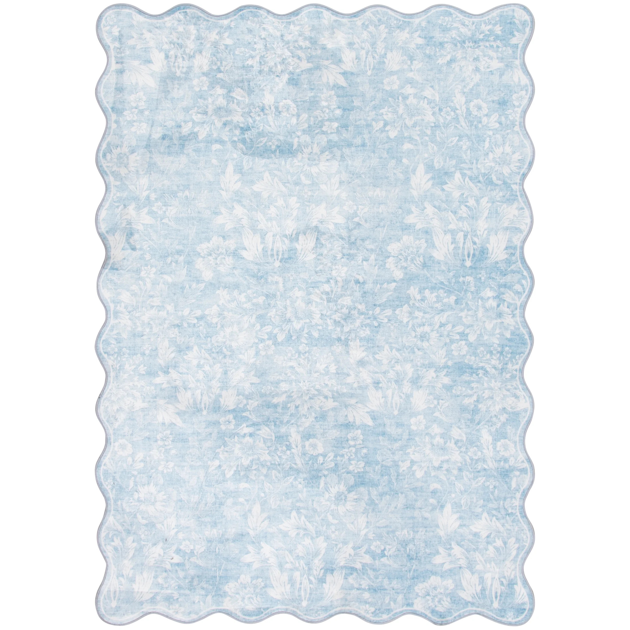 Mainstays 5'x7' Blue Feather Faux Fur Scalloped Indoor Area Rug | Walmart (US)