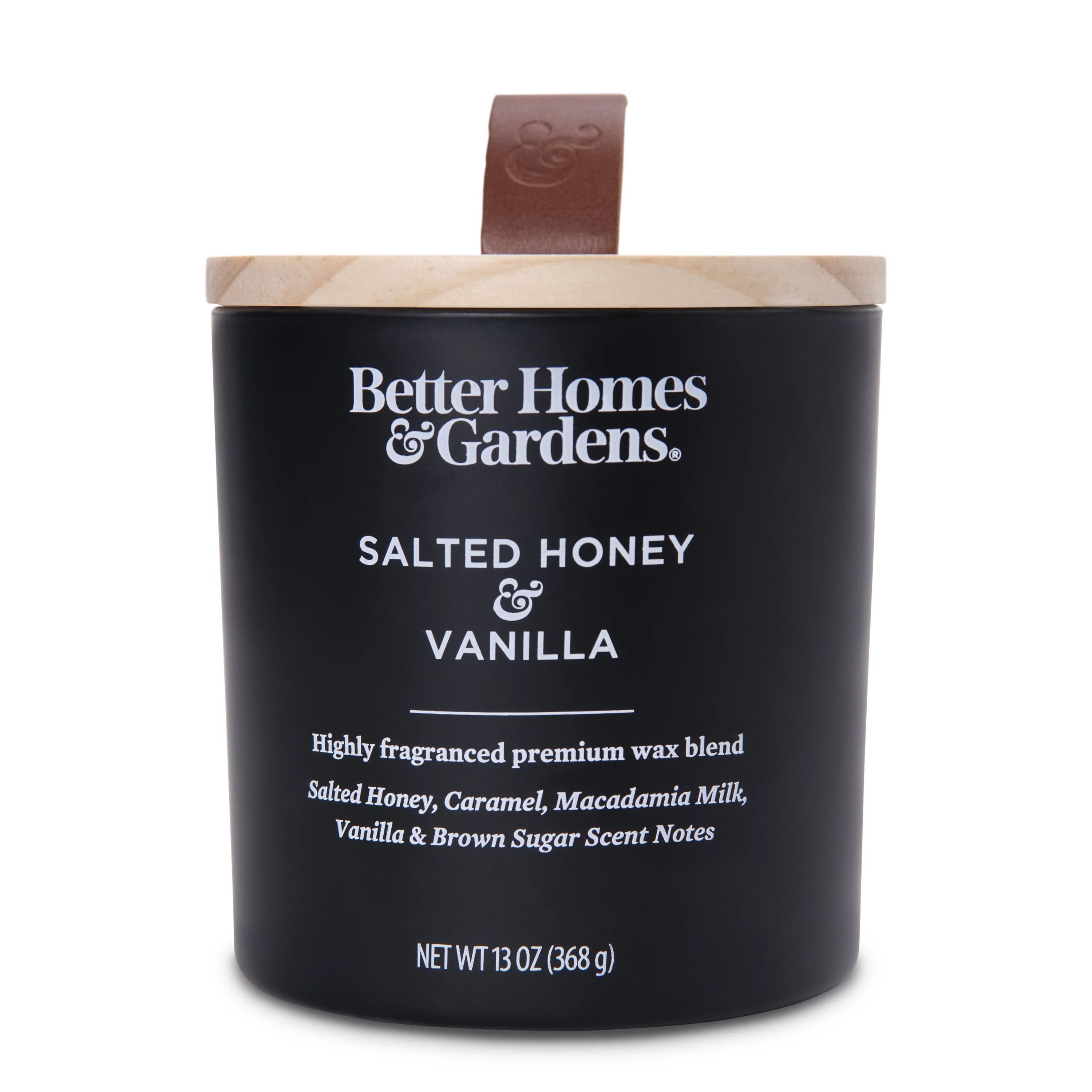 Better Homes & Gardens 13oz Salted Honey & Vanilla Scented Wooden Wick Jar Candle | Walmart (US)