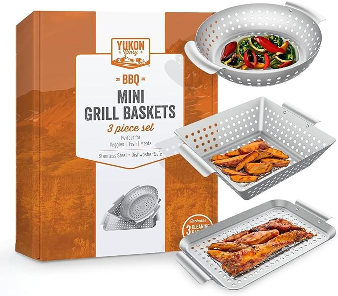 Grill Basket - Yukon Glory™ 3-Piece Mini Grilling Basket Set - Stainless Steel Perforated Grill... | Amazon (US)