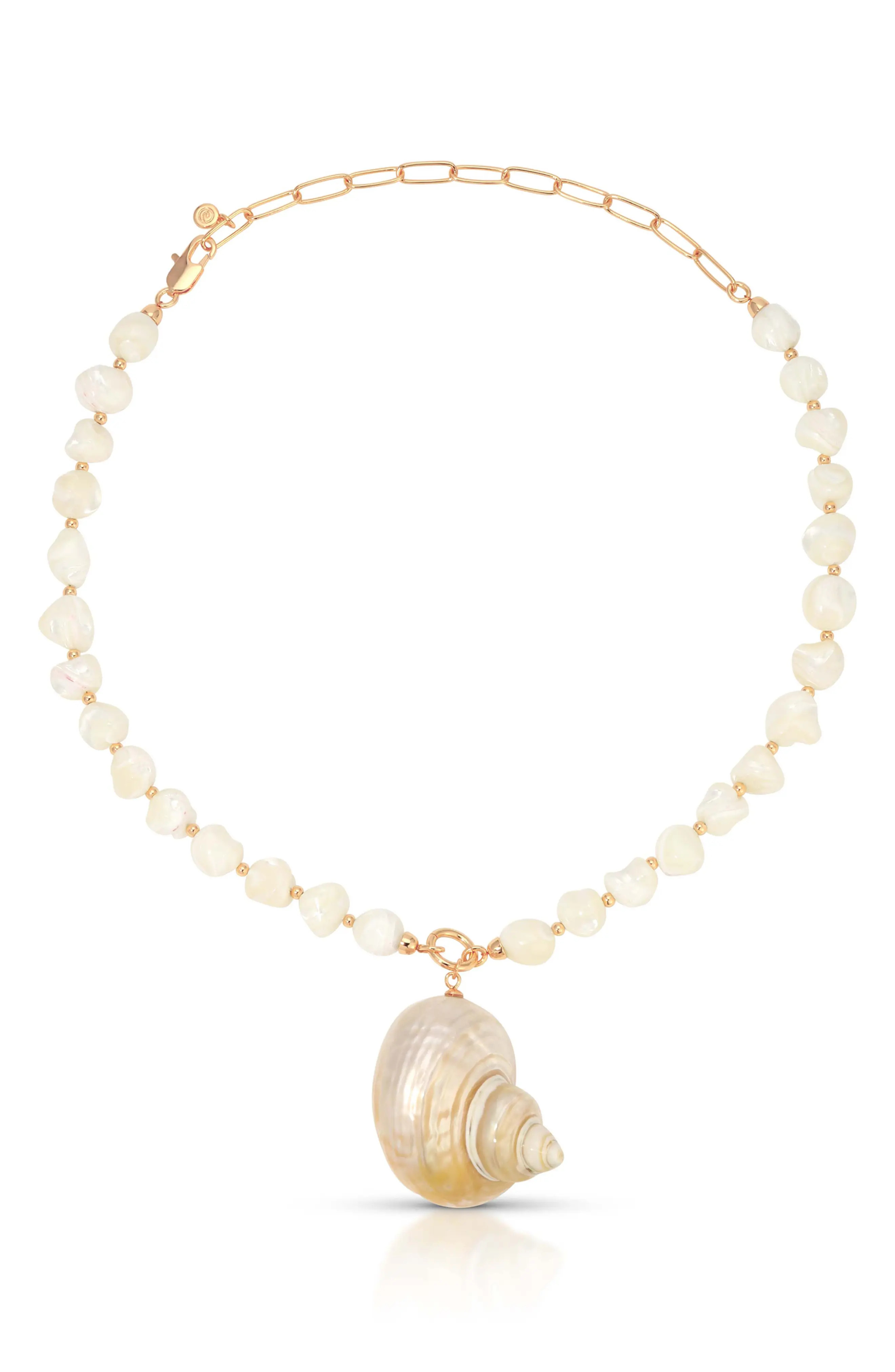 Ettika Sunken Treasure Shell Necklace in Ivory/Gold at Nordstrom | Nordstrom
