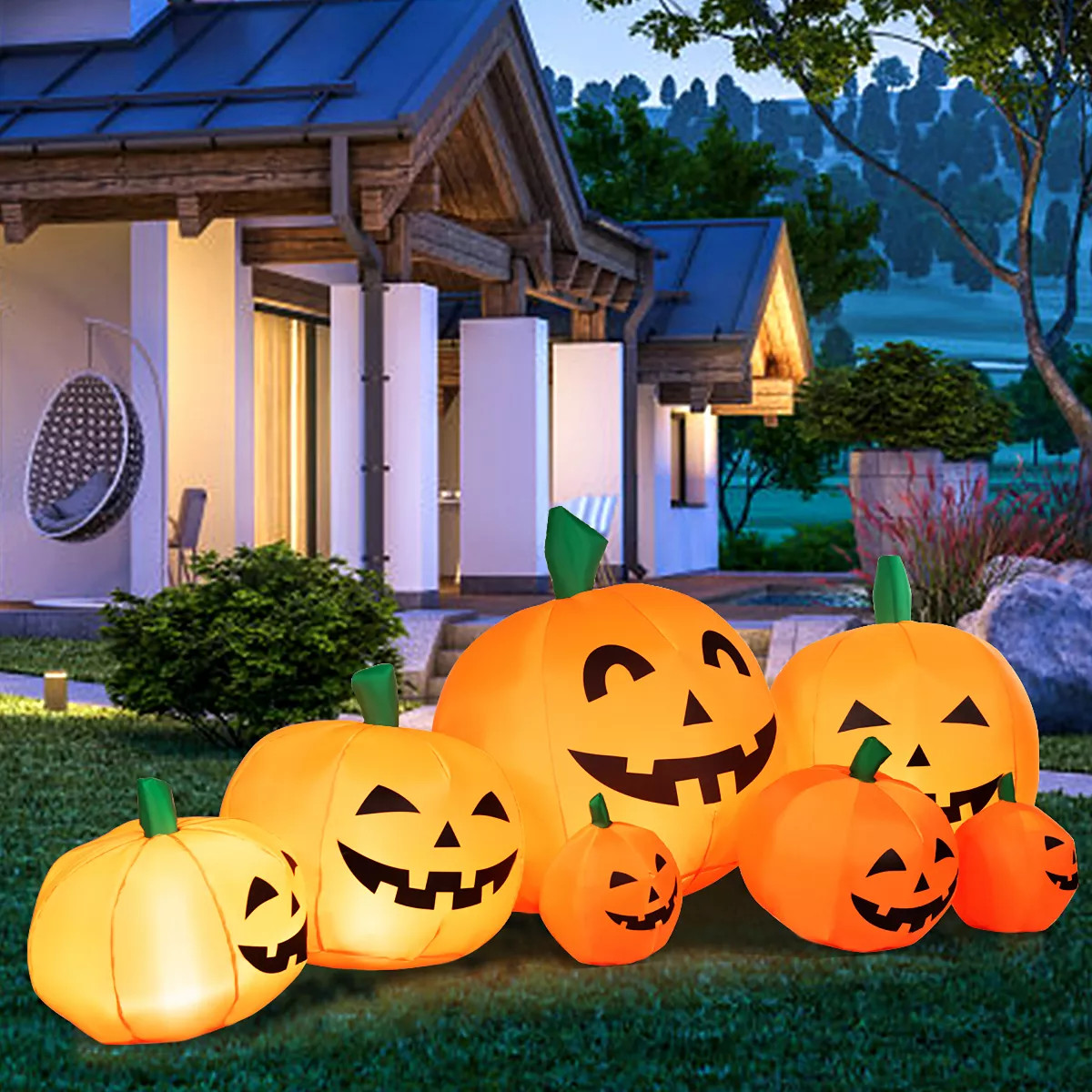Costway 7.5' Halloween Inflatable 7 Pumpkins Patch W/LED Light Outdoor Garden Decoration | Target
