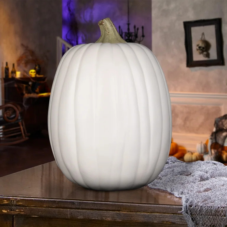 Halloween White Carveable Craft Pumpkin by Way to Celebrate 12.8 in x 9.06 in x 9.06 in .99 lb - ... | Walmart (US)