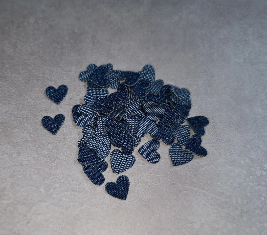 Recycled Denim Confetti Hearts , Wedding Decorations, Shabby Chic, Junk Journals Embellishment, J... | Etsy (US)