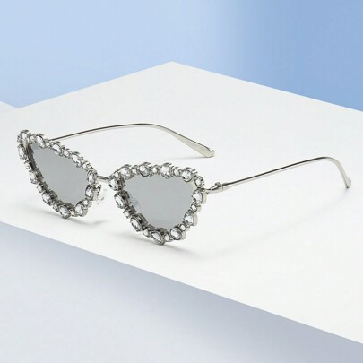 1pc Women's Vintage Cat Eye Diamond Frame High Quality Minimalist Stylish Fashion Glasses (Suitable For Driving, Travel, Leisure, Outfit Matching, Dai | SHEIN