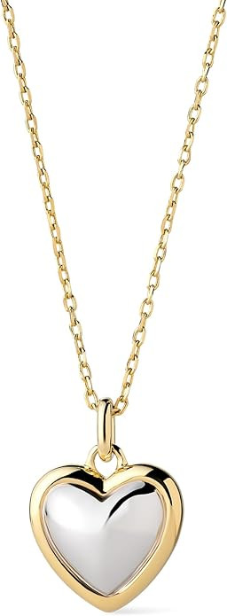 Ana Luisa Lev Puffy Heart Necklace for Women - Paperclip Chain w/ 14K Gold Plated & Silver Rhodiu... | Amazon (US)