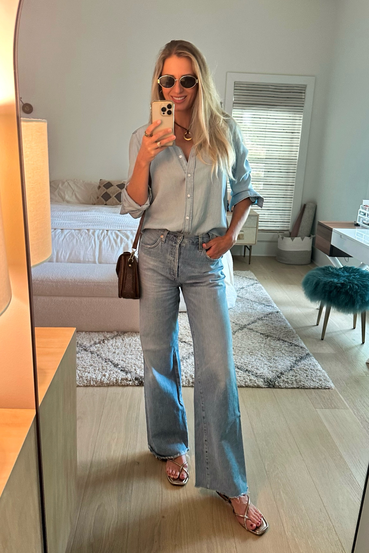 denim on denim 🩵🩵

Jeans - size 26
Shirt - size small

#denimondenim #chambray #buttondown #jeans #falloutfit
#widelegjeans #designerbags
#prefall #casualoutfit #trendy #amazondupes #amazonfinds

#LTKMostLoved 

#LTKSaleAlert #LTKSeasonal