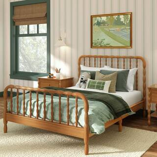 Jenny Lind Pecan Full Platform Bed with Solid Wood | The Home Depot