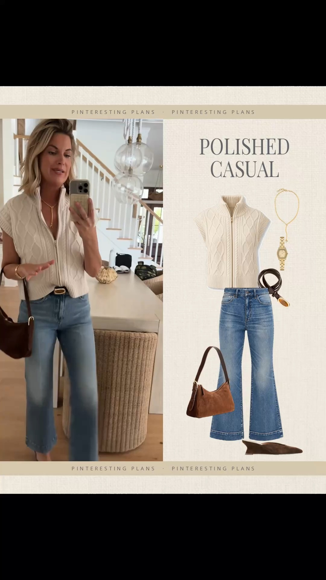 Size small in sweater 
Denim is tts and size tall, I own in white and denim 
Polished casual outfit idea

#LTKTall #LTKWorkwear #LTKSeasonal