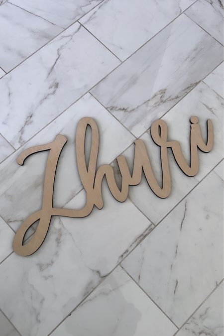 Personalized wooden wall decal for Zhuri just came in! Obsessed! Ordering was easy and shipping was fast! Perfect to make babies room pop! Going to stain or paint this and hang! 

#LTKbaby #LTKFind #LTKhome