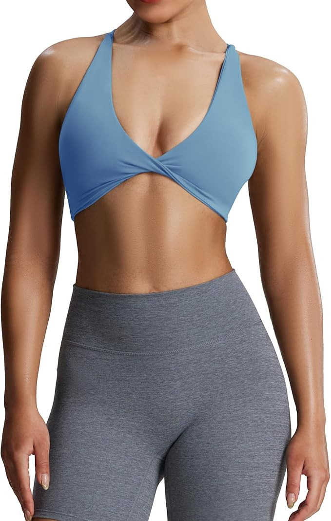 Aoxjox Women's Workout Sports Bras Fitness Metamorph Sienna Twist Bra Yoga Crop Tank | Amazon (US)