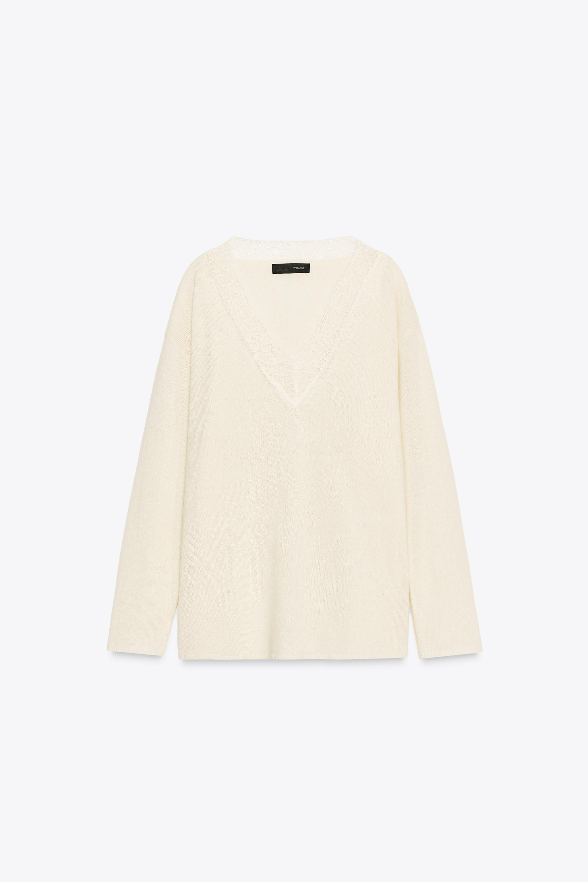 WOOL BLEND LACE KNIT SWEATER | Zara UK