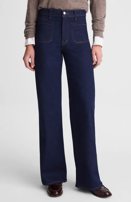 Madewell The Emmy Patch Pocket High Waist Wide Leg Jeans in Rinse Wash at Nordstrom, Size 25 | Nordstrom