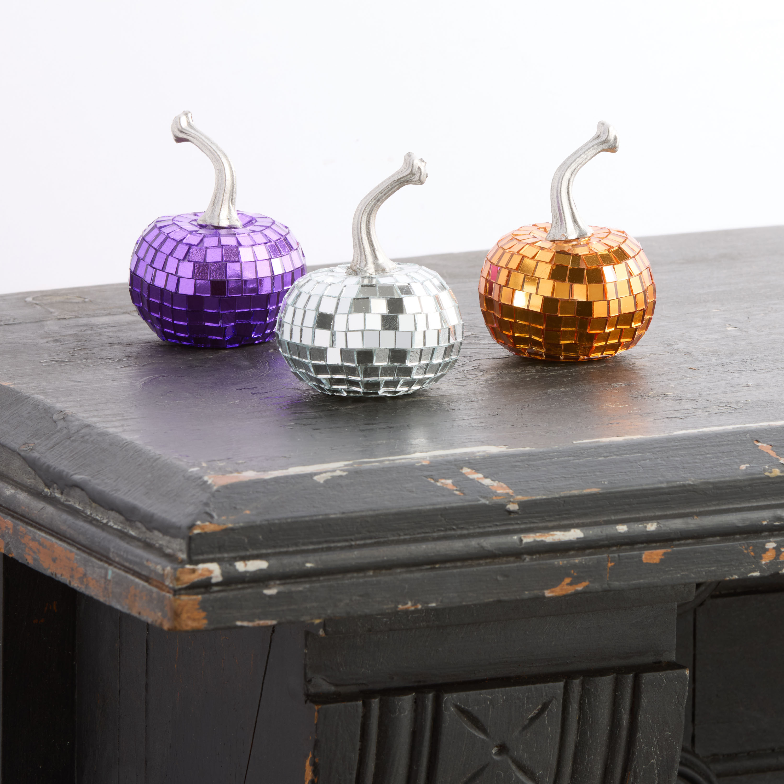 Mini Colored Disco Ball Pumpkins Set of 3 - World Market | World Market